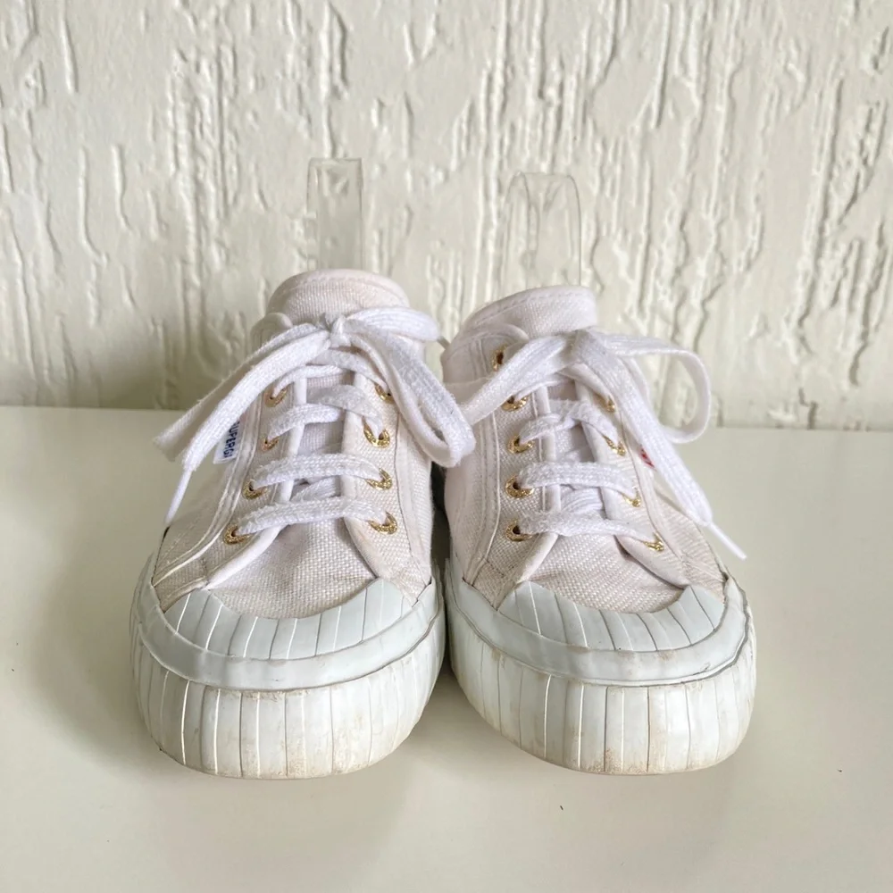 Superga White Canvas Sneakers Size 6.5